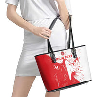 Custom Tunisia Football Leather Tote Bag Go Eagles of Carthage