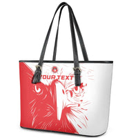 Custom Tunisia Football Leather Tote Bag Go Eagles of Carthage