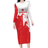 Custom Tunisia Football Long Sleeve Bodycon Dress Go Eagles of Carthage - Wonder Print Shop