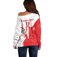 Custom Tunisia Football Off Shoulder Sweater Go Eagles of Carthage - Wonder Print Shop