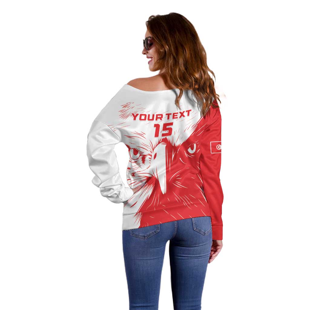 Custom Tunisia Football Off Shoulder Sweater Go Eagles of Carthage - Wonder Print Shop