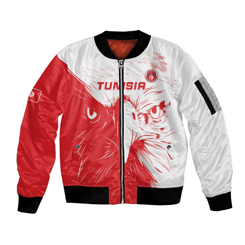 Custom Tunisia Football Sleeve Zip Bomber Jacket Go Eagles of Carthage - Wonder Print Shop