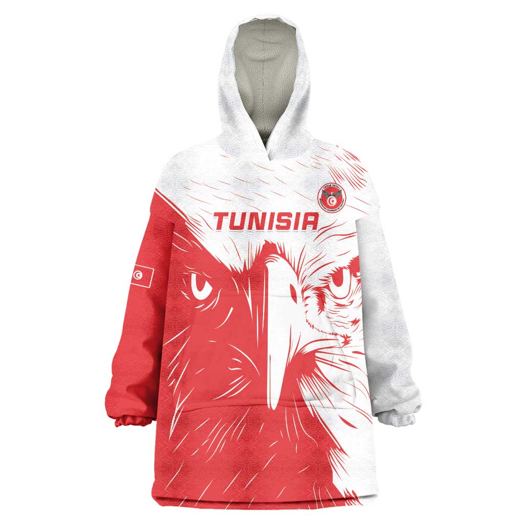 Custom Tunisia Football Wearable Blanket Hoodie Go Eagles of Carthage - Wonder Print Shop