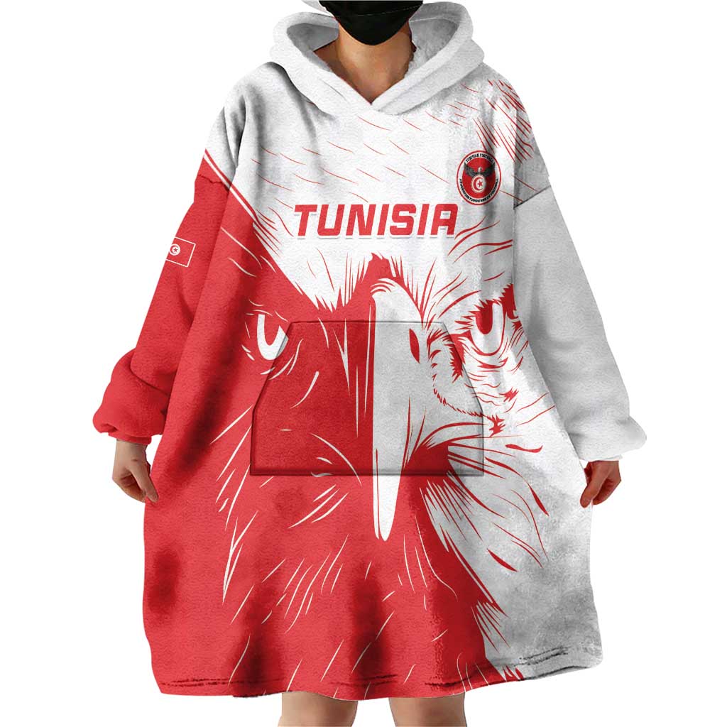 Custom Tunisia Football Wearable Blanket Hoodie Go Eagles of Carthage - Wonder Print Shop
