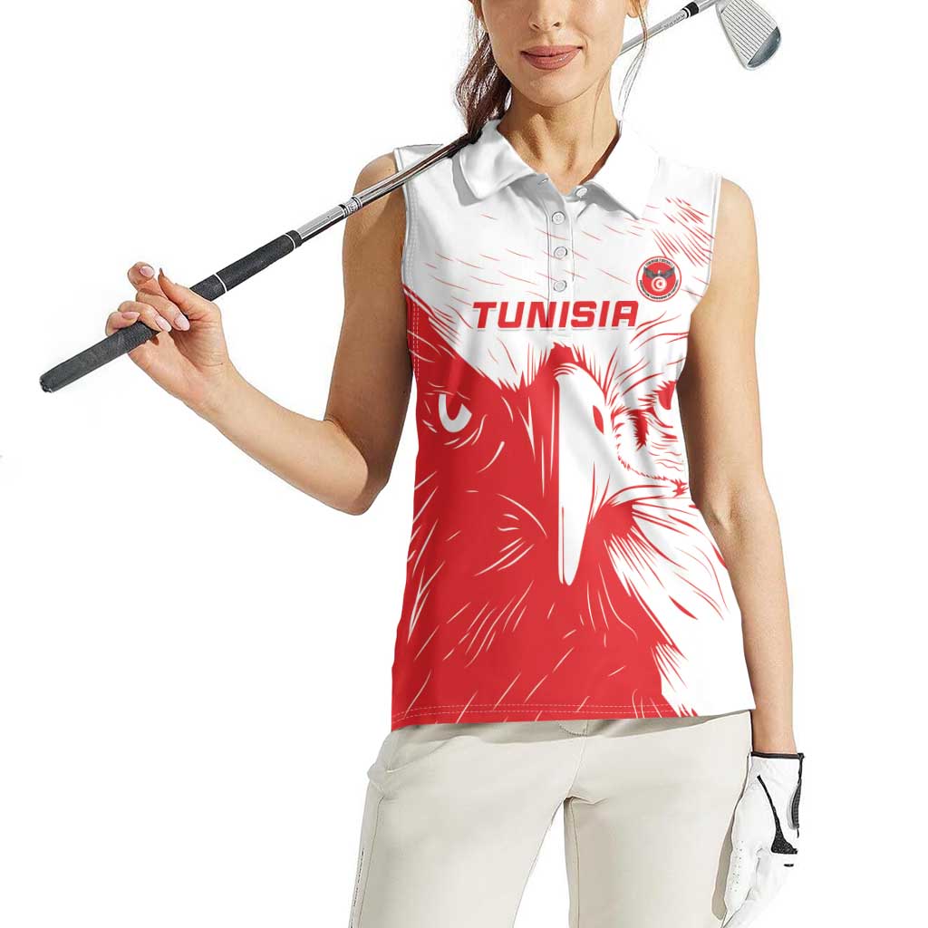 Custom Tunisia Football Women Sleeveless Polo Shirt Go Eagles of Carthage - Wonder Print Shop