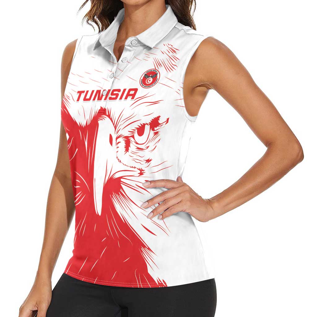 Custom Tunisia Football Women Sleeveless Polo Shirt Go Eagles of Carthage - Wonder Print Shop