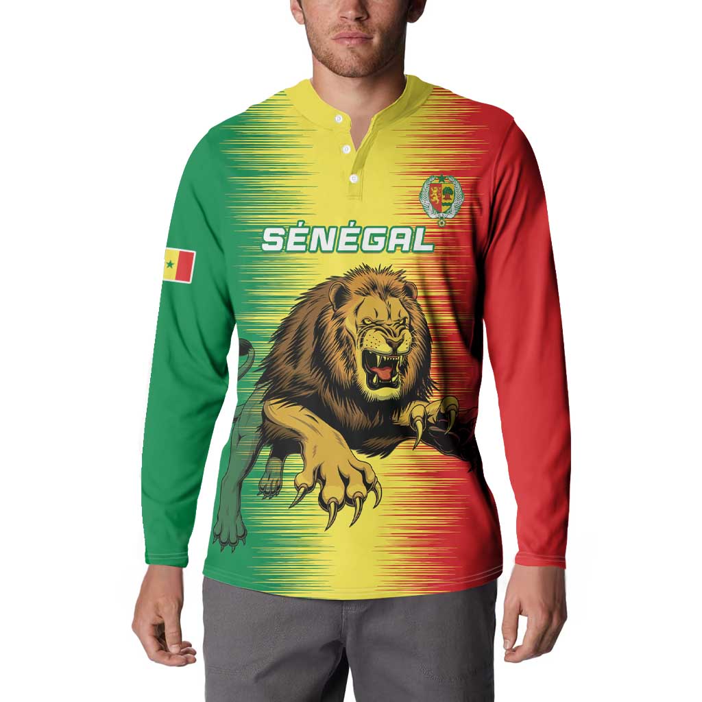 Custom Senegal Football Button Sweatshirt Go Lions of Teranga