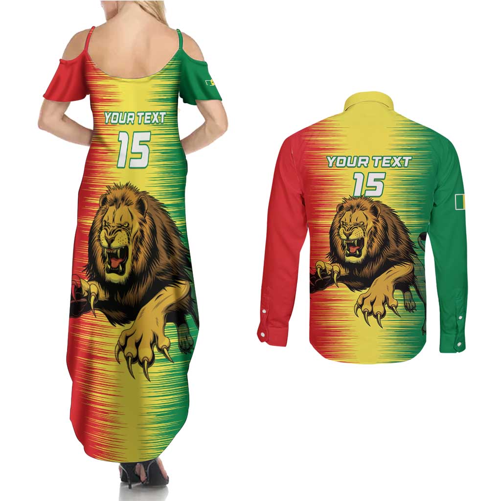 Custom Senegal Football Couples Matching Summer Maxi Dress and Long Sleeve Button Shirt Go Lions of Teranga