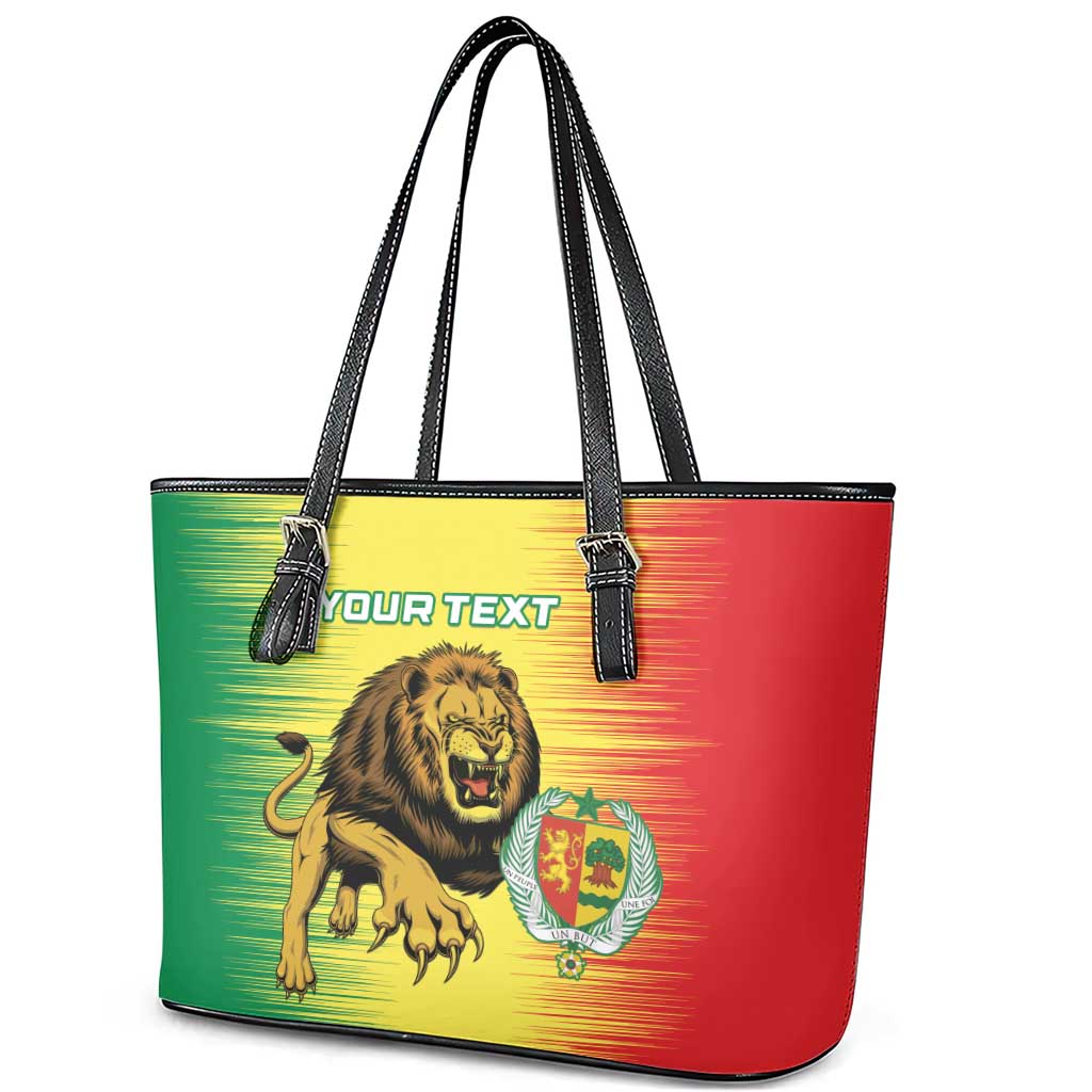 Custom Senegal Football Leather Tote Bag Go Lions of Teranga