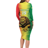 Custom Senegal Football Long Sleeve Bodycon Dress Go Lions of Teranga - Wonder Print Shop