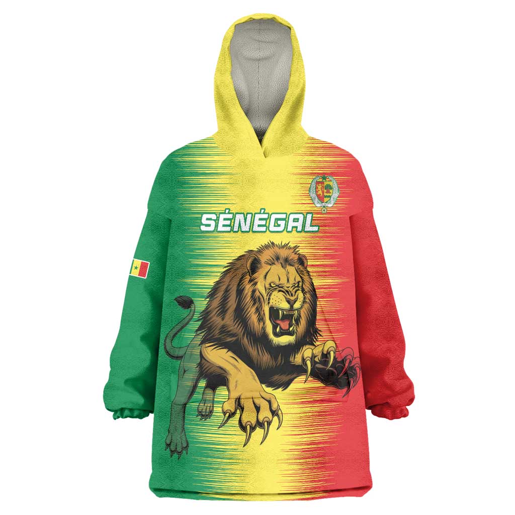Custom Senegal Football Wearable Blanket Hoodie Go Lions of Teranga - Wonder Print Shop