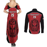 Custom Egypt Football Couples Matching Summer Maxi Dress and Long Sleeve Button Shirt Go Pharaohs