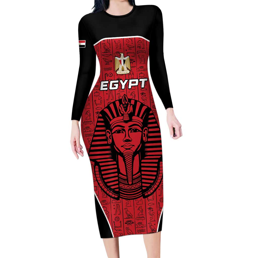 Custom Egypt Football Family Matching Long Sleeve Bodycon Dress and Hawaiian Shirt Go Pharaohs - Wonder Print Shop