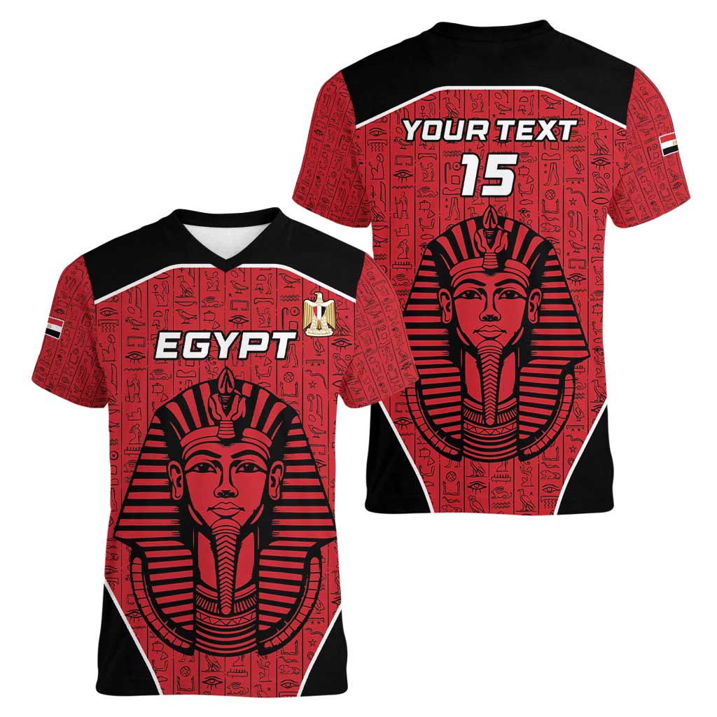 Custom Egypt Football Women V-Neck T-Shirt Go Pharaohs - Wonder Print Shop