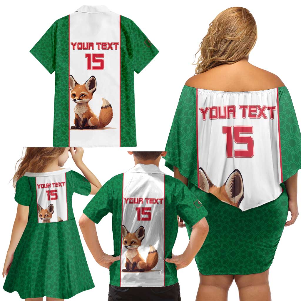 Custom Algeria Football Family Matching Off Shoulder Short Dress and Hawaiian Shirt Go Fennec Foxes - Wonder Print Shop