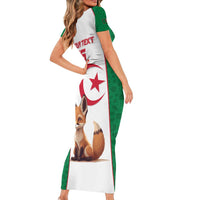 Custom Algeria Football Family Matching Short Sleeve Bodycon Dress and Hawaiian Shirt Go Fennec Foxes - Wonder Print Shop