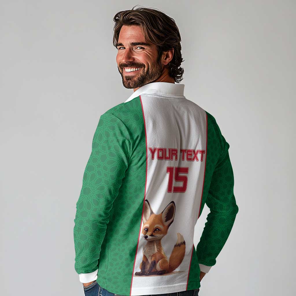 Custom Algeria Football Long Sleeve Polo Shirt Go Fennec Foxes - Wonder Print Shop