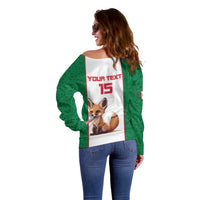 Custom Algeria Football Off Shoulder Sweater Go Fennec Foxes - Wonder Print Shop