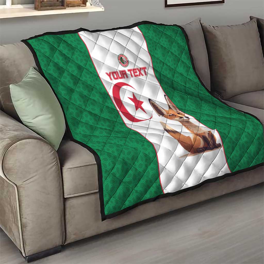 Custom Algeria Football Quilt Go Fennec Foxes - Wonder Print Shop