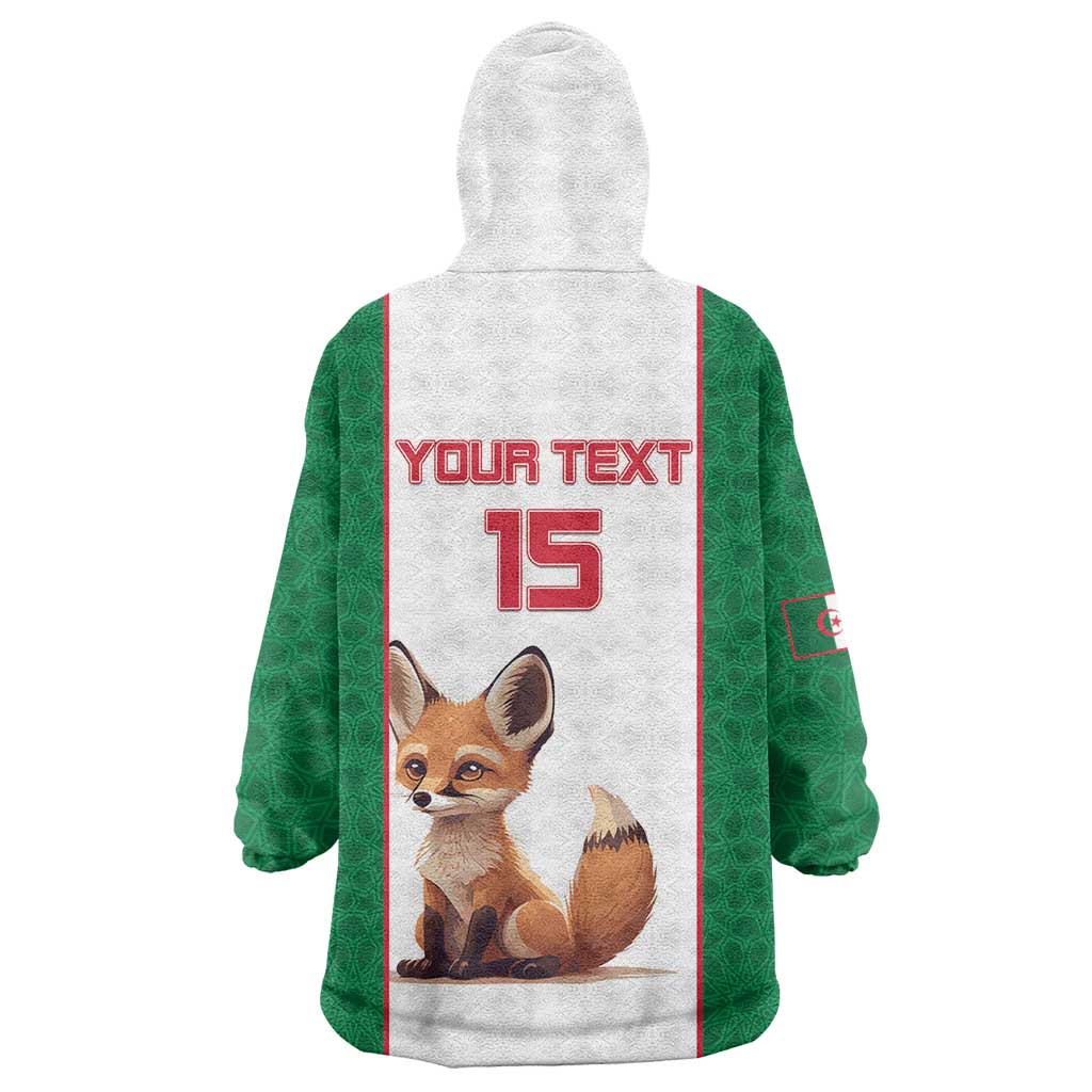 Custom Algeria Football Wearable Blanket Hoodie Go Fennec Foxes - Wonder Print Shop