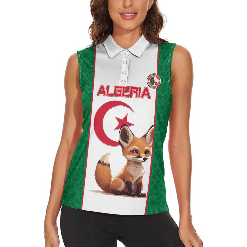 Custom Algeria Football Women Sleeveless Polo Shirt Go Fennec Foxes - Wonder Print Shop