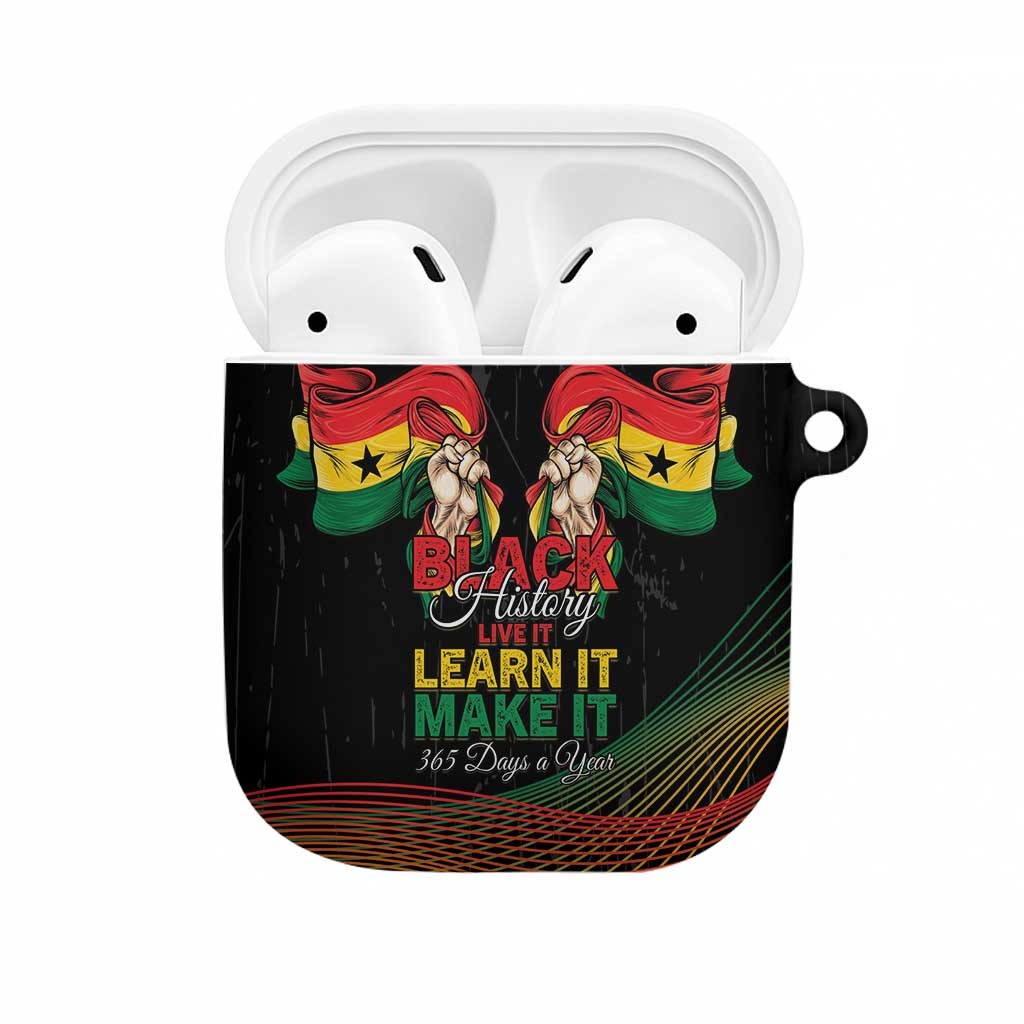 Ghana Black History Month AirPods Case Live It Learn It Make It - Wonder Print Shop