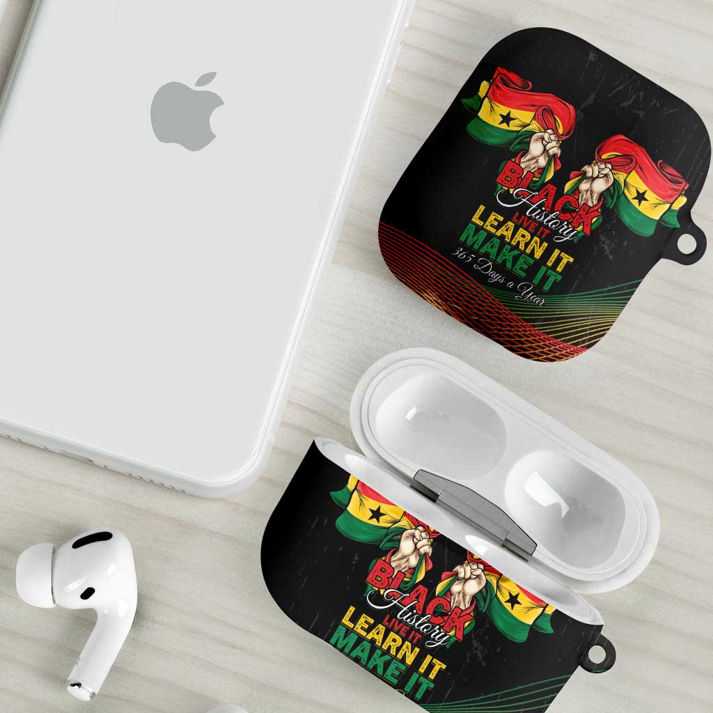 Ghana Black History Month AirPods Case Live It Learn It Make It - Wonder Print Shop