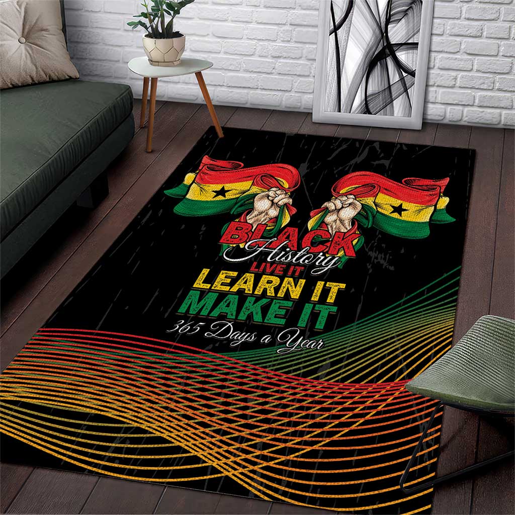 Ghana Black History Month Area Rug Live It Learn It Make It - Wonder Print Shop