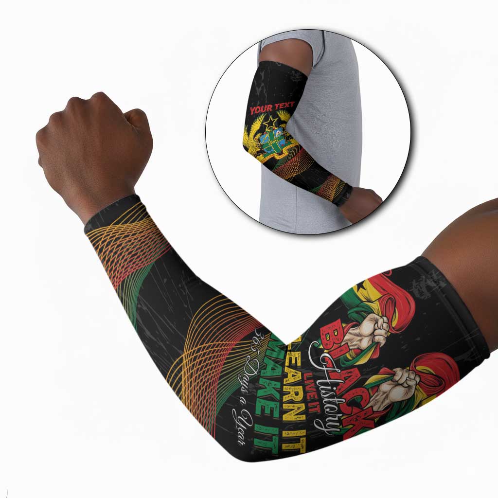 Personalized Ghana Black History Month Arm Sleeves Live It Learn It Make It - Wonder Print Shop