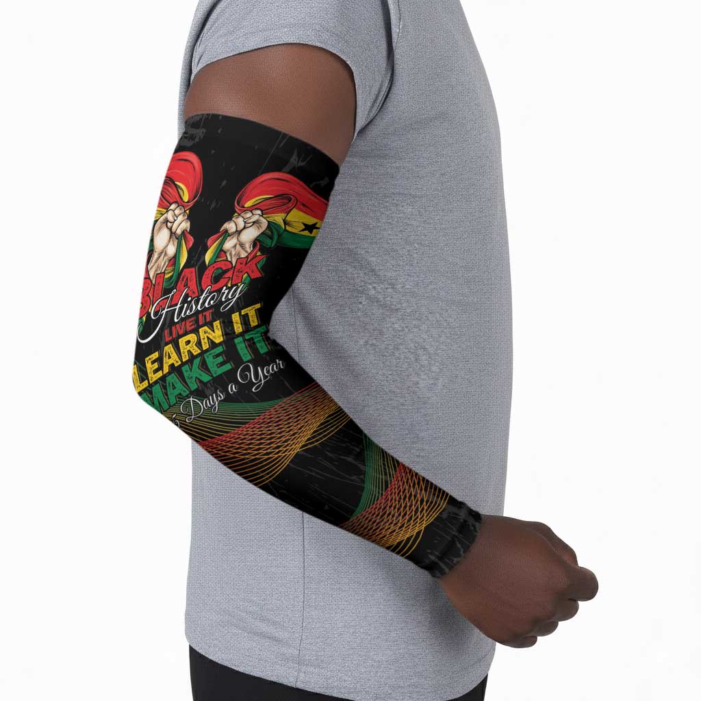 Personalized Ghana Black History Month Arm Sleeves Live It Learn It Make It - Wonder Print Shop