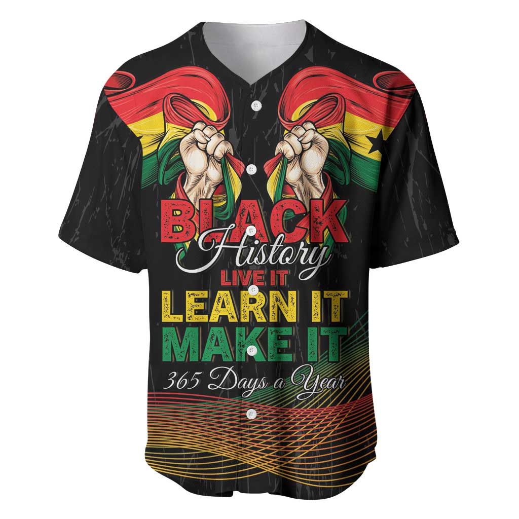 Personalized Ghana Black History Month Baseball Jersey Live It Learn It Make It - Wonder Print Shop