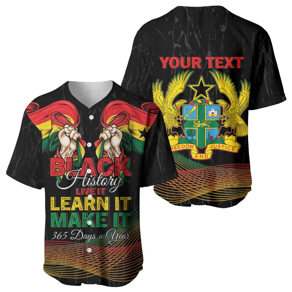 Personalized Ghana Black History Month Baseball Jersey Live It Learn It Make It - Wonder Print Shop