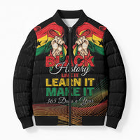 Personalized Ghana Black History Month Bomber Puffer Jacket Live It Learn It Make It - Wonder Print Shop