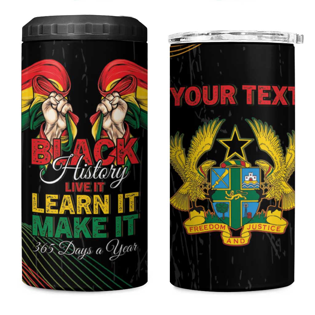 Personalized Ghana Black History Month 4 in 1 Can Cooler Tumbler Live It Learn It Make It - Wonder Print Shop
