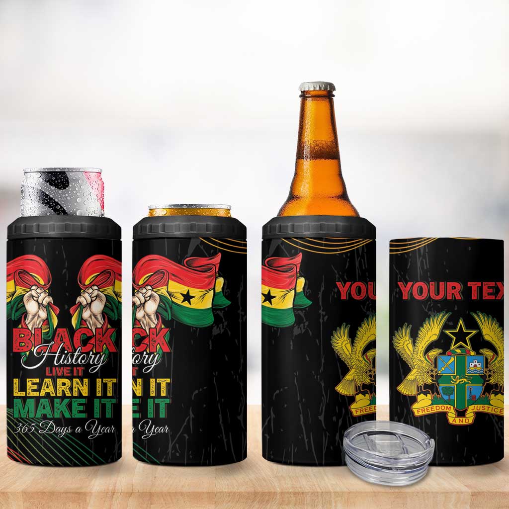Personalized Ghana Black History Month 4 in 1 Can Cooler Tumbler Live It Learn It Make It - Wonder Print Shop