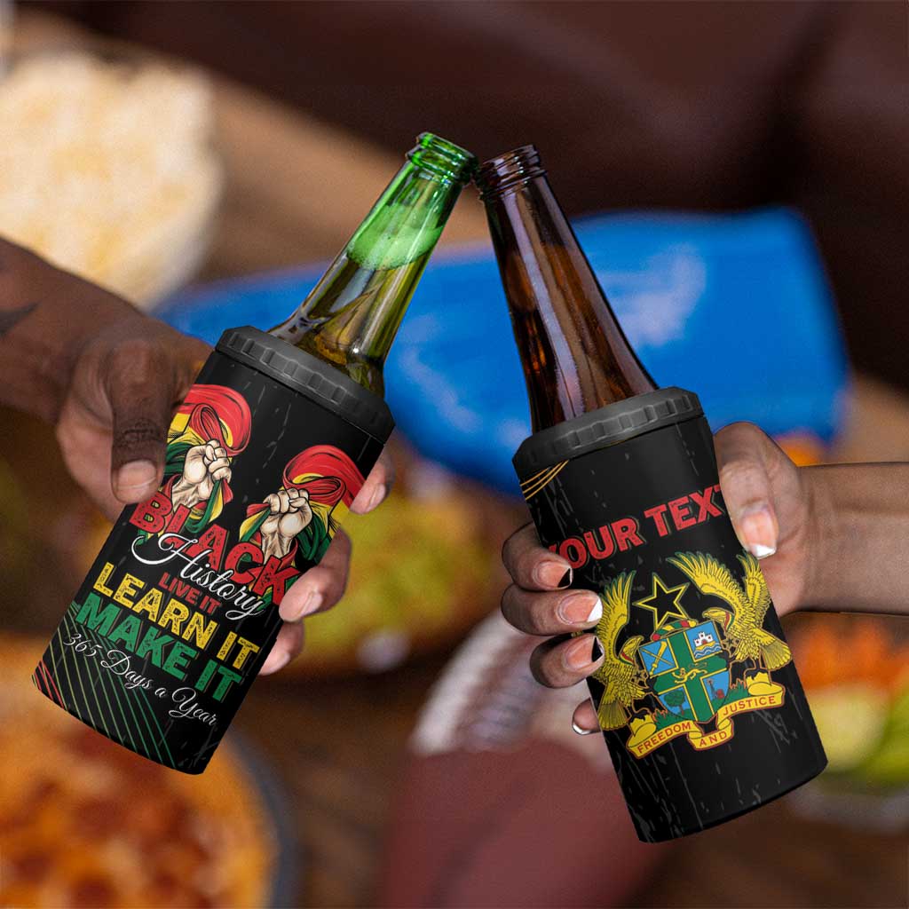 Personalized Ghana Black History Month 4 in 1 Can Cooler Tumbler Live It Learn It Make It - Wonder Print Shop