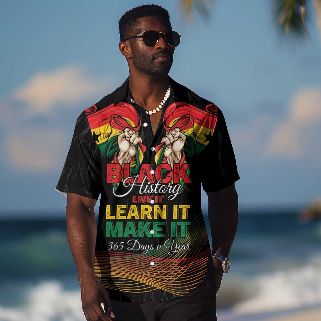 Personalized Ghana Black History Month Hawaiian Shirt Live It Learn It Make It - Wonder Print Shop