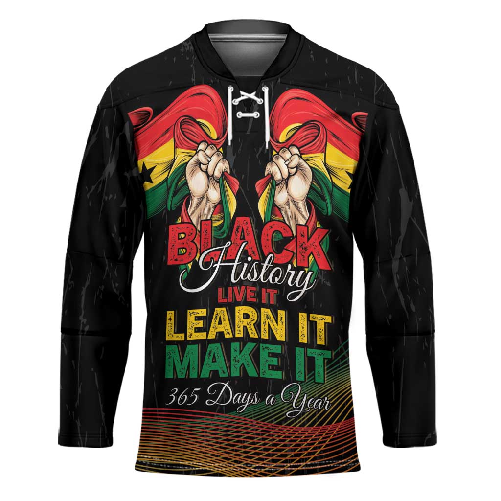 Personalized Ghana Black History Month Hockey Jersey Live It Learn It Make It - Wonder Print Shop