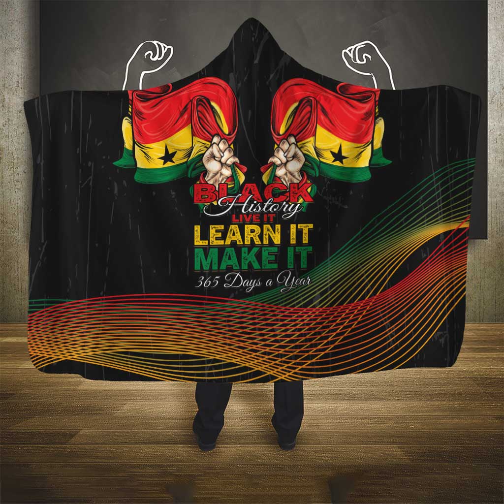 Ghana Black History Month Hooded Blanket Live It Learn It Make It - Wonder Print Shop