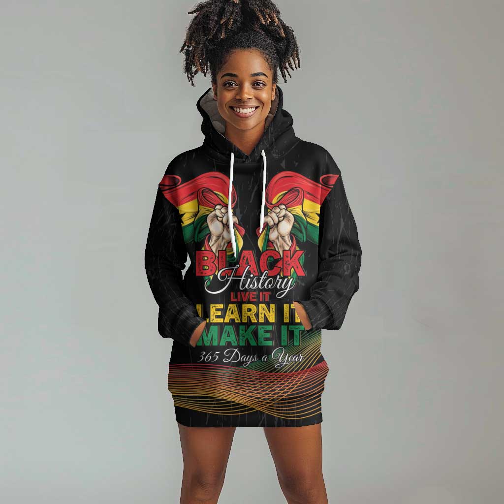 Personalized Ghana Black History Month Hoodie Dress Live It Learn It Make It - Wonder Print Shop