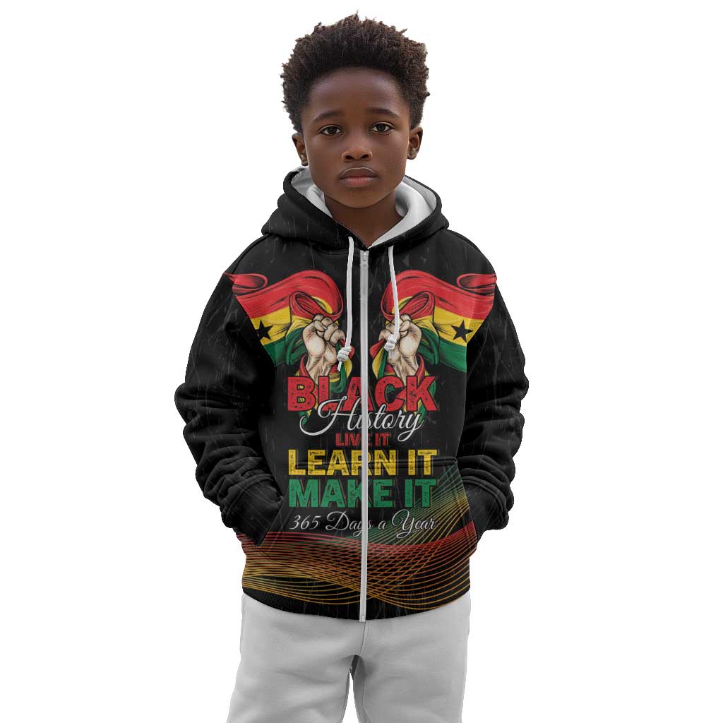 Personalized Ghana Black History Month Kid Hoodie Live It Learn It Make It - Wonder Print Shop