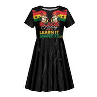 Personalized Ghana Black History Month Kid Short Sleeve Dress Live It Learn It Make It - Wonder Print Shop