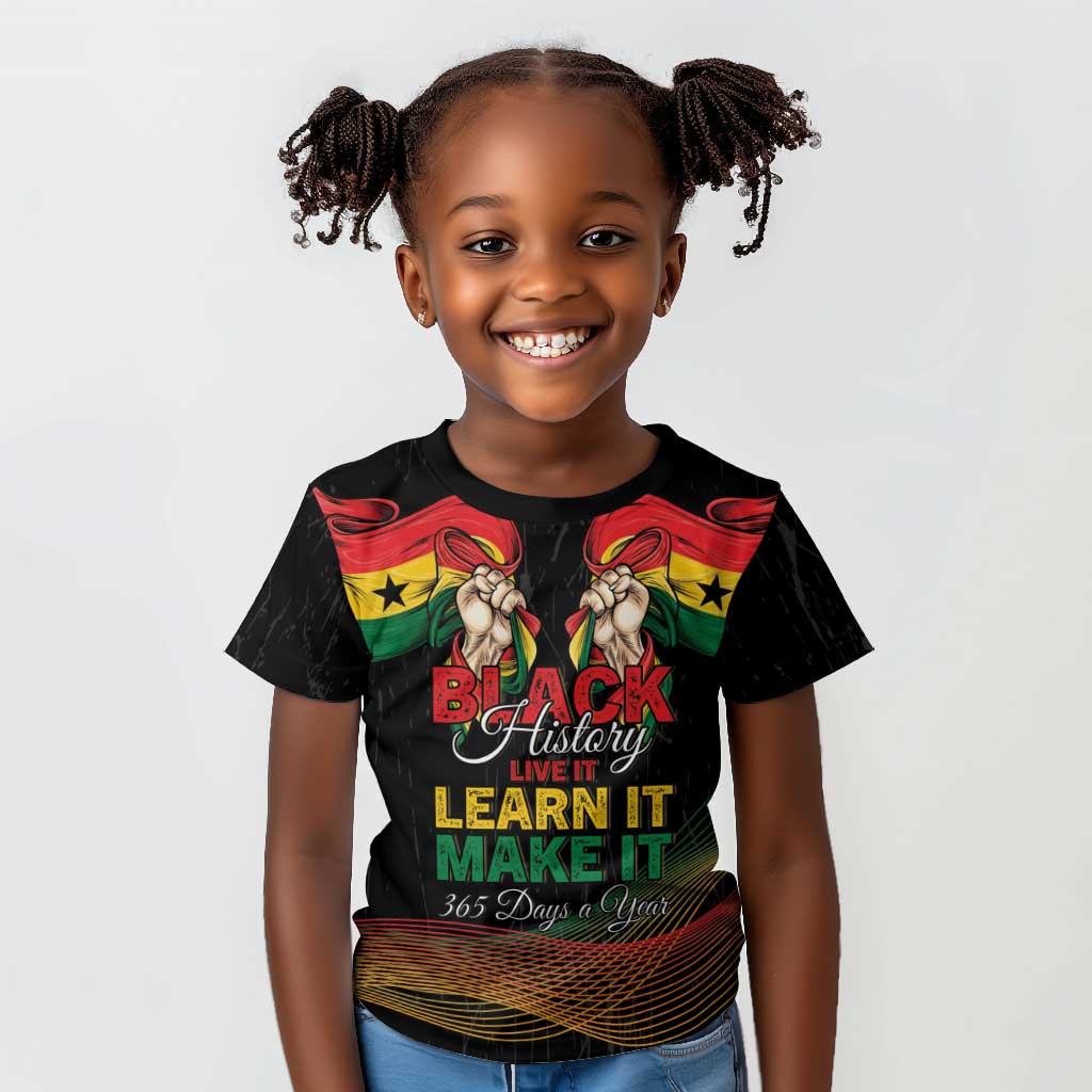 Personalized Ghana Black History Month Kid T shirt Live It Learn It Make It - Wonder Print Shop