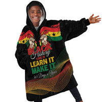 Personalized Ghana Black History Month Kid Wearable Blanket Hoodie Live It Learn It Make It - Wonder Print Shop