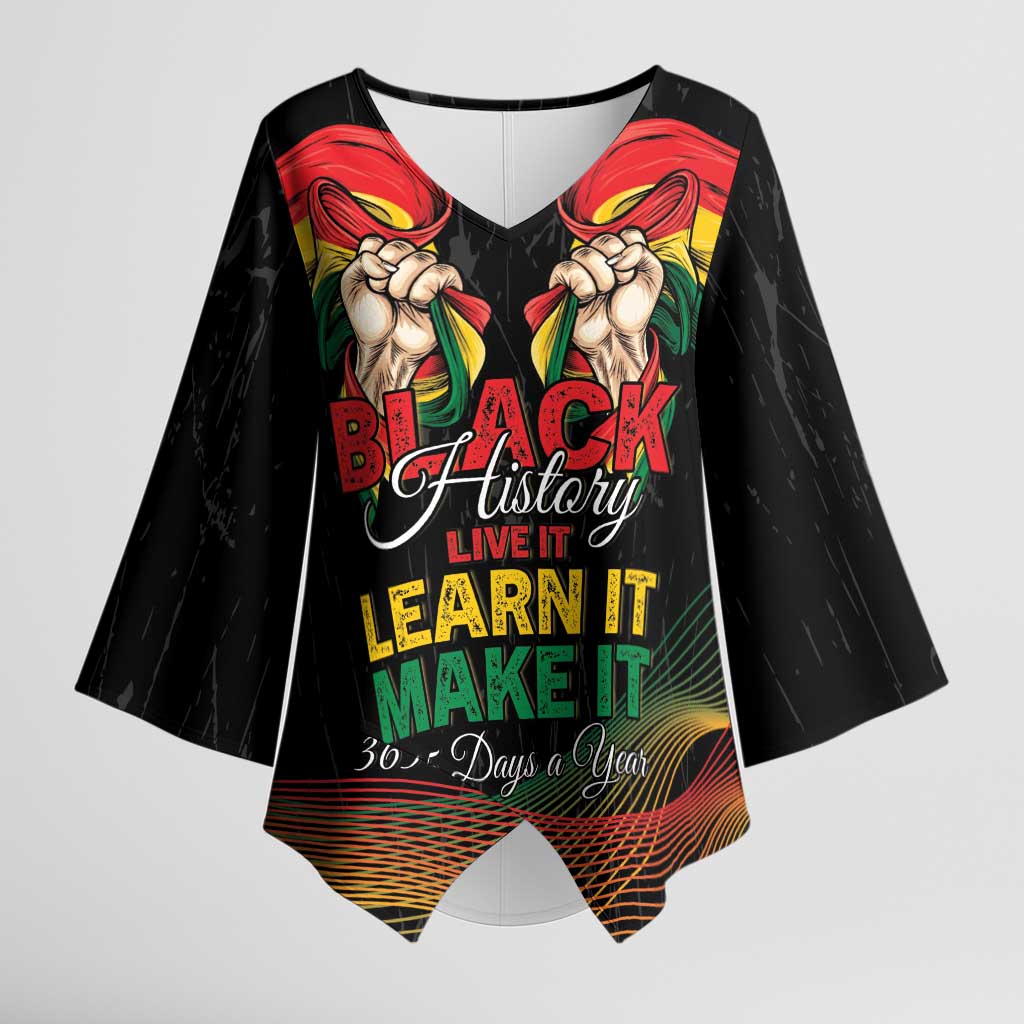 Personalized Ghana Black History Month Kimono Sleeve Blouse Live It Learn It Make It - Wonder Print Shop