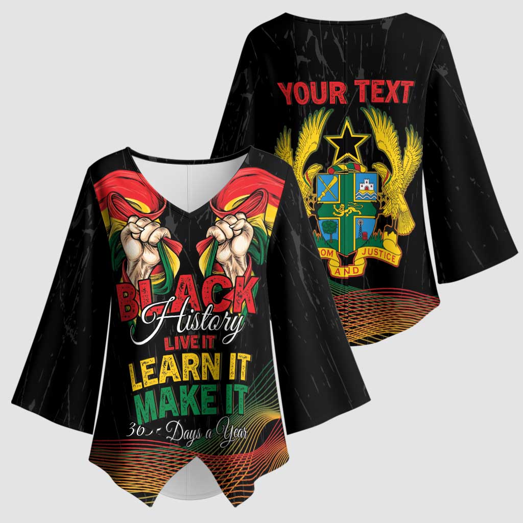 Personalized Ghana Black History Month Kimono Sleeve Blouse Live It Learn It Make It - Wonder Print Shop