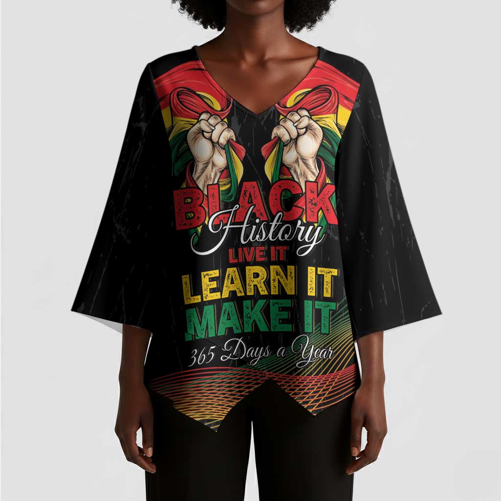 Personalized Ghana Black History Month Kimono Sleeve Blouse Live It Learn It Make It - Wonder Print Shop