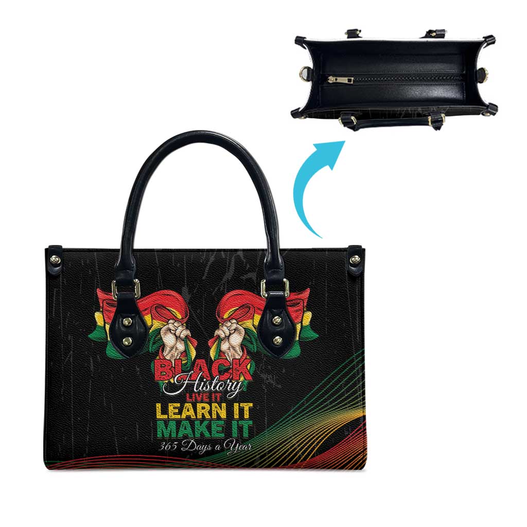 Ghana Black History Month Leather Bag Live It Learn It Make It - Wonder Print Shop
