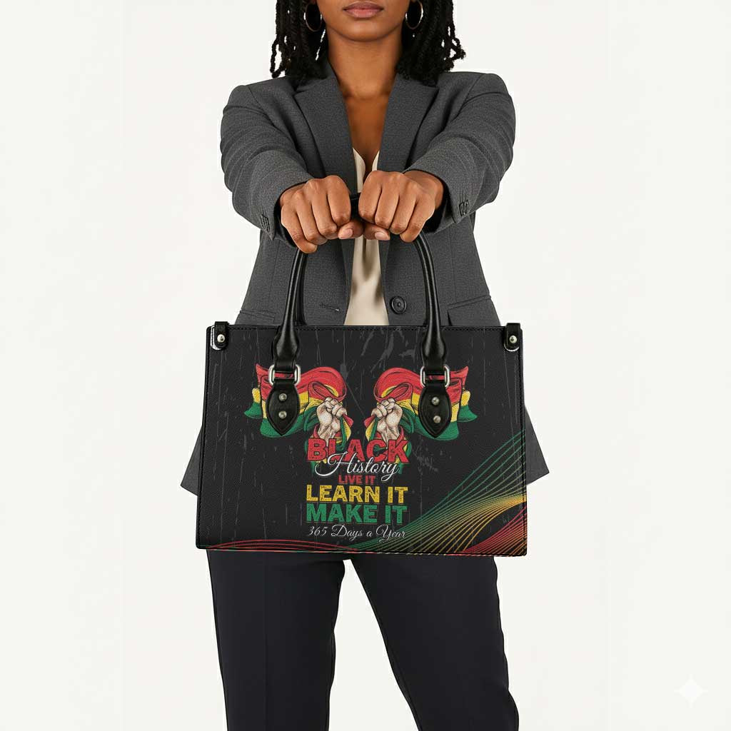 Ghana Black History Month Leather Bag Live It Learn It Make It - Wonder Print Shop