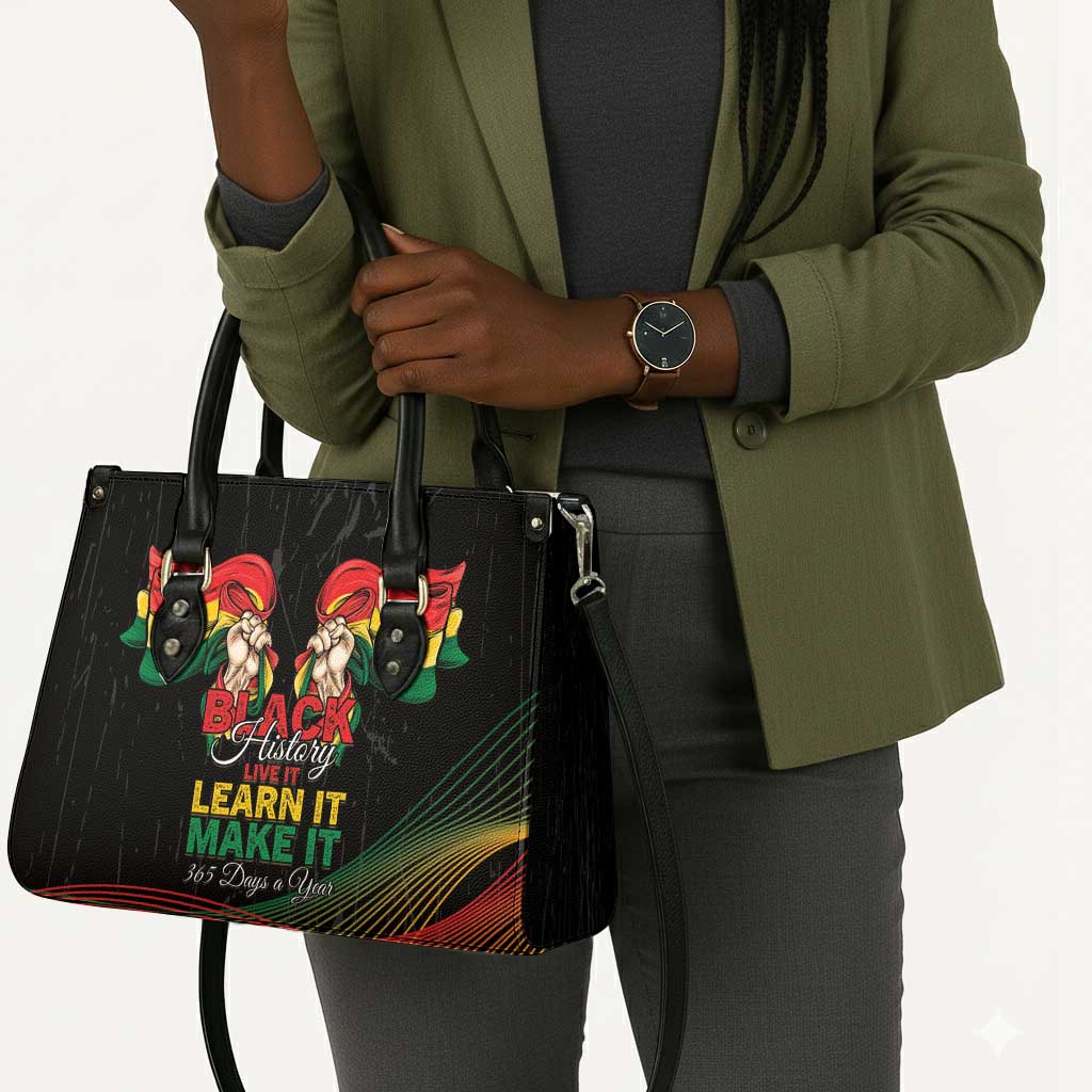 Ghana Black History Month Leather Bag Live It Learn It Make It - Wonder Print Shop